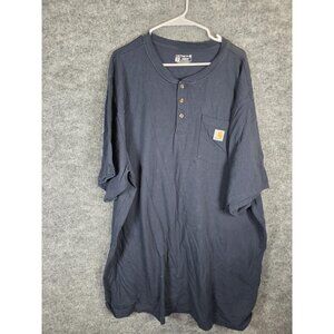 Carhartt Shirt Mens 3XL Tall Blue Loose Fit Henley Pocket Workwear TK0128-M